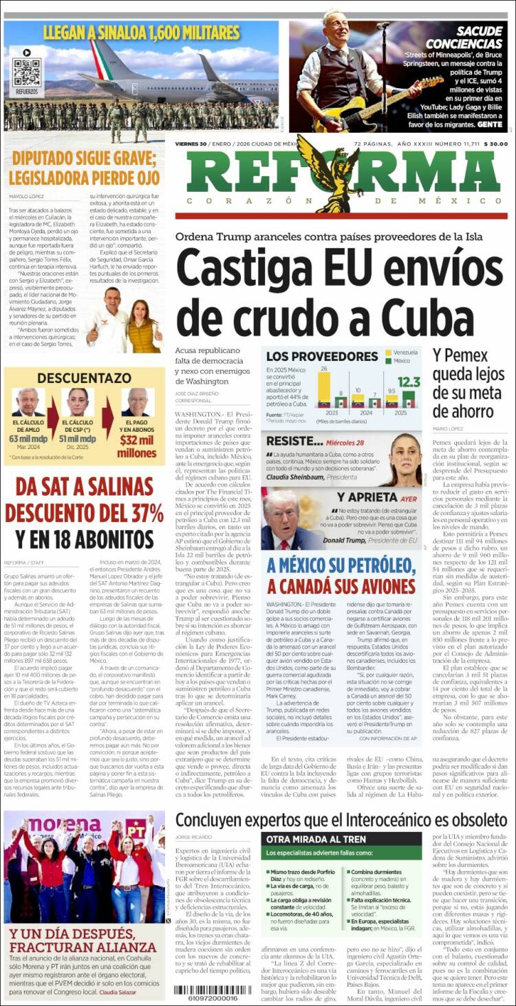 Portada de Reforma (M&eacute;xico)