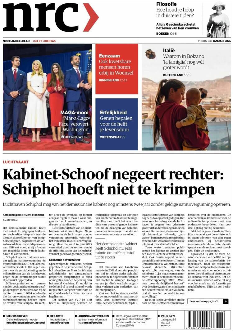 Portada de NRC Handelsblad (Pa&iacute;ses Bajos)