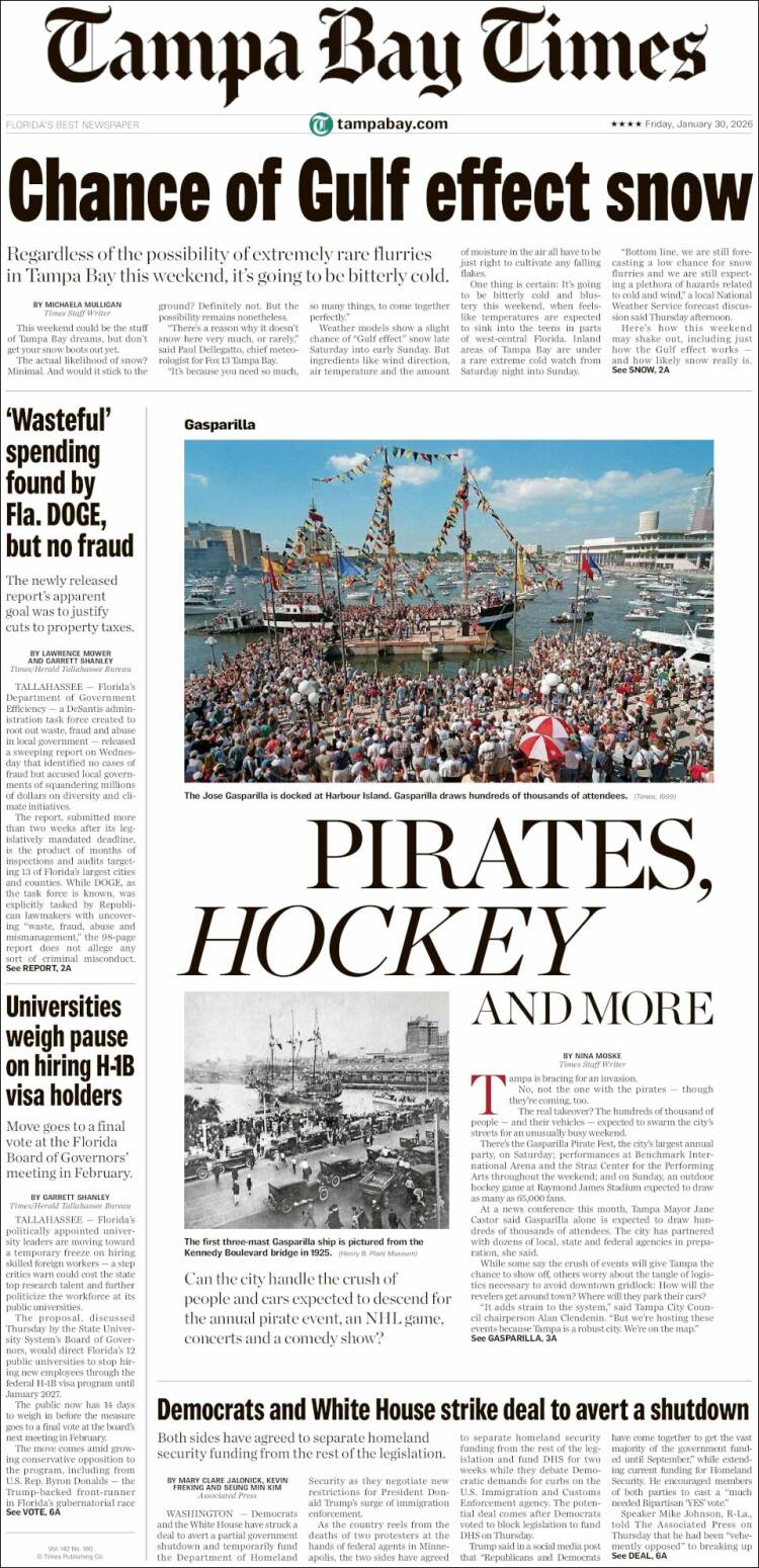 Portada de Tampa Bay Times (USA)