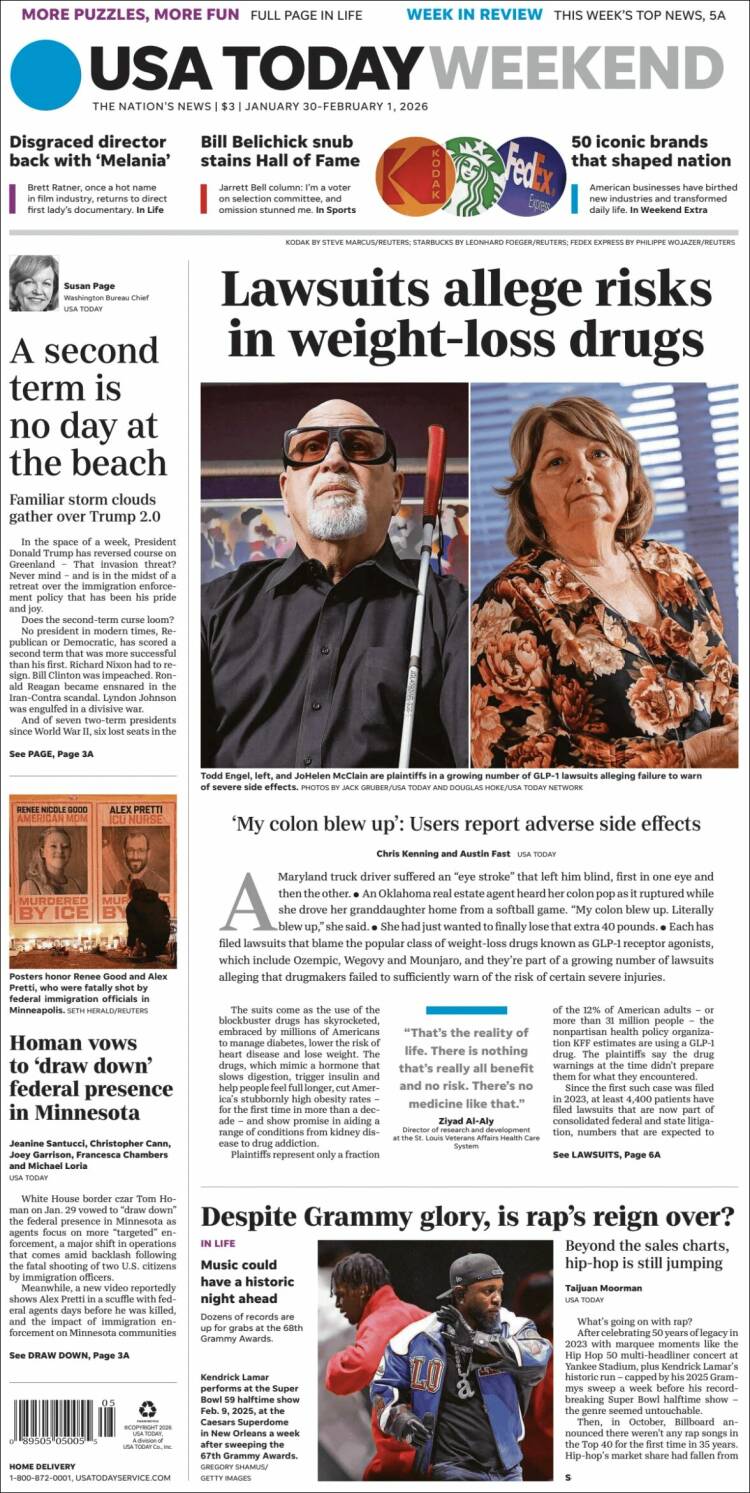 Portada de USA Today (USA)