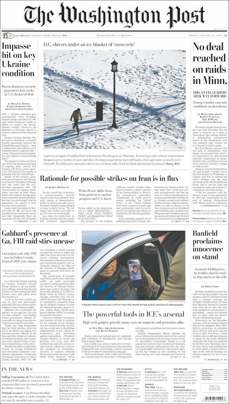 Portada de The Washington Post (USA)