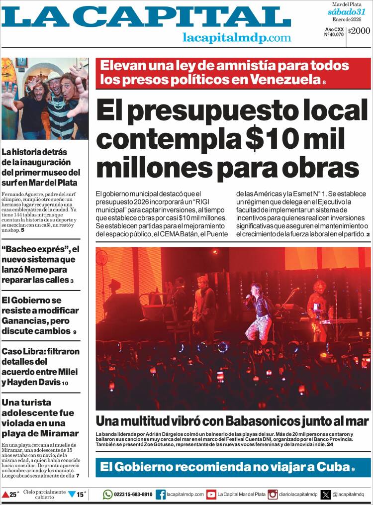 Portada de Diario La Capital - Mar del Plata (Argentina)
