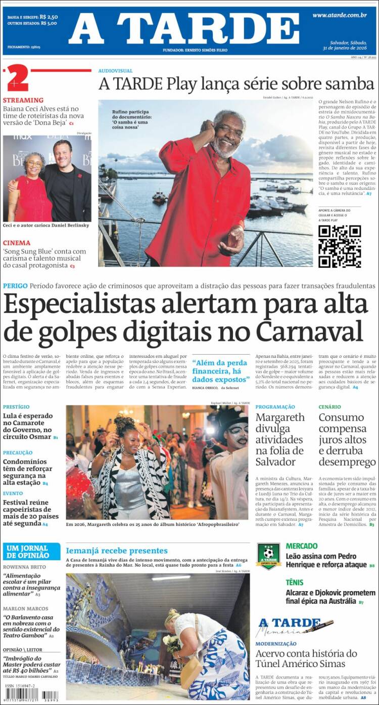 Portada de Diário A Tarde (Brasil)