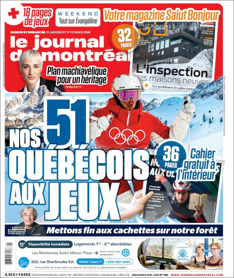 Portada de Le Journal de Montréal (Canad&aacute;)