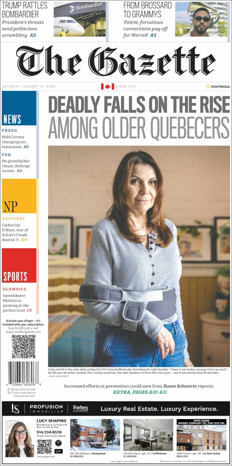 Portada de The Gazette (Canada)