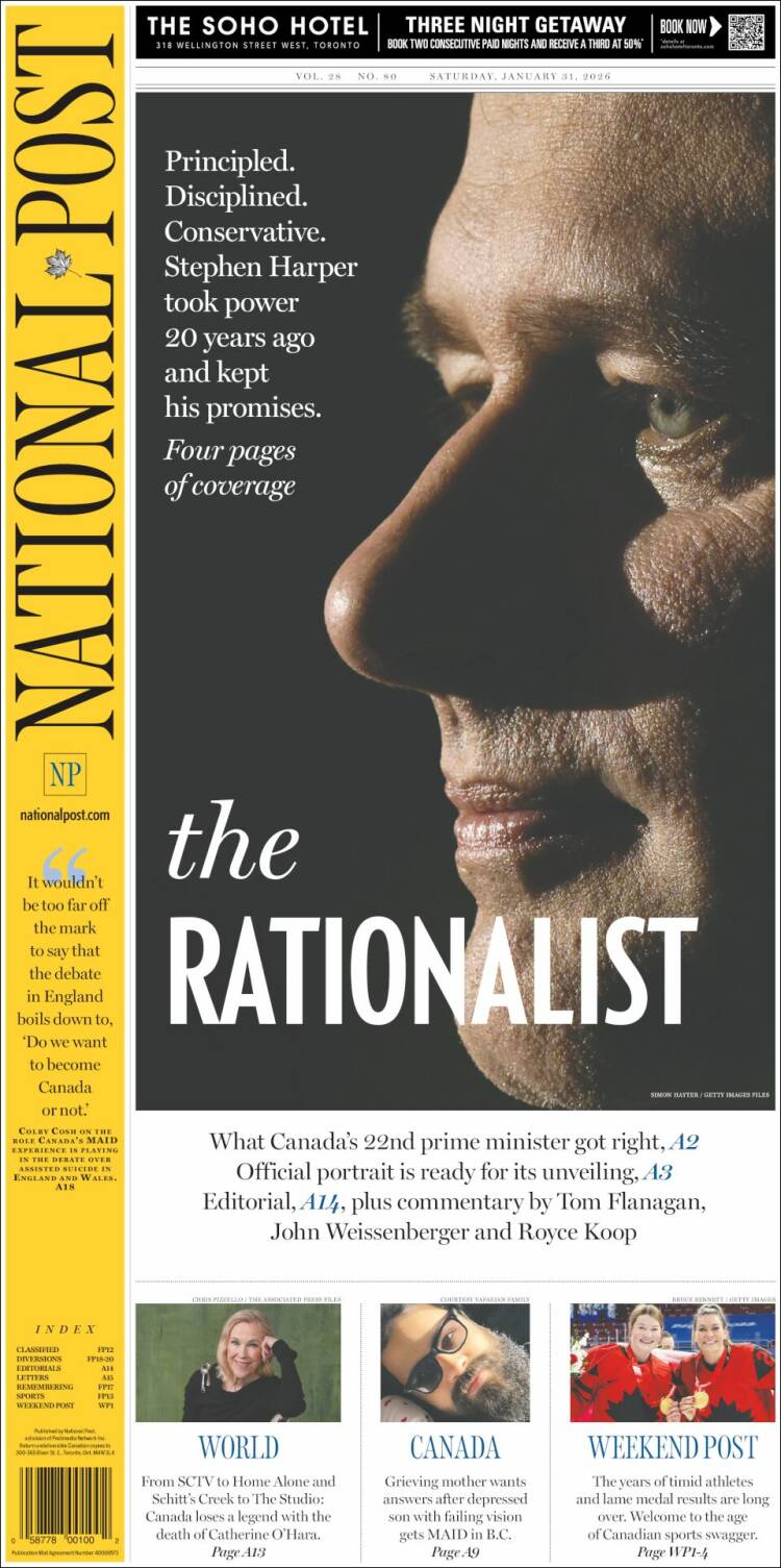 Portada de The National Post (Canad&aacute;)