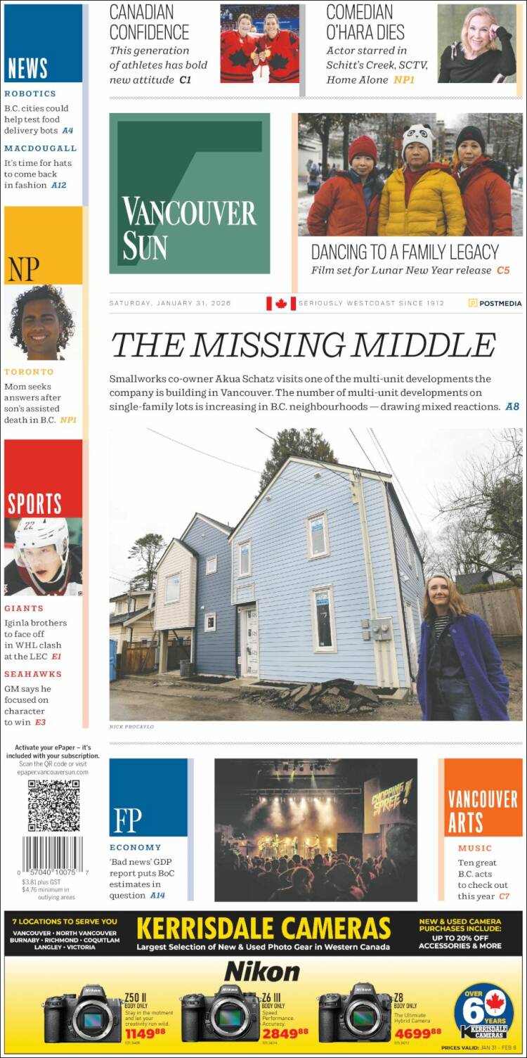 Portada de The Vancouver Sun (Canad&aacute;)