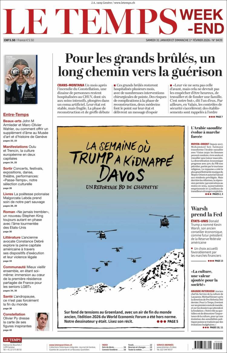 Portada de Le Matin (Suiza)