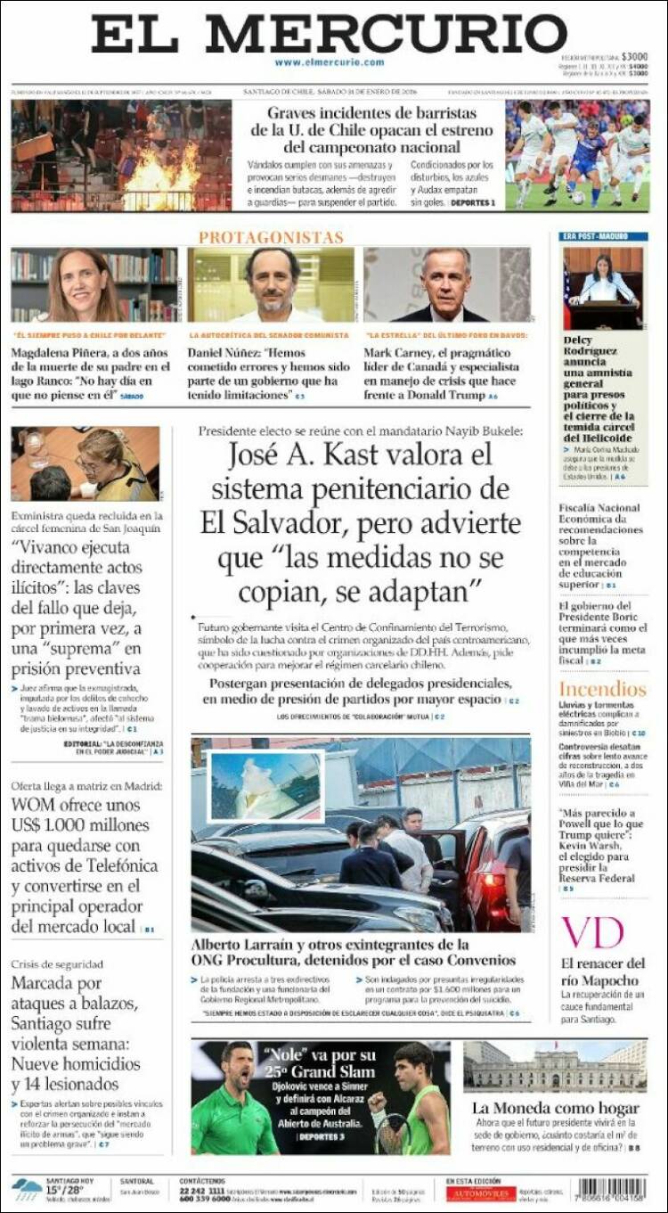 Portada de El Mercurio (Chile)