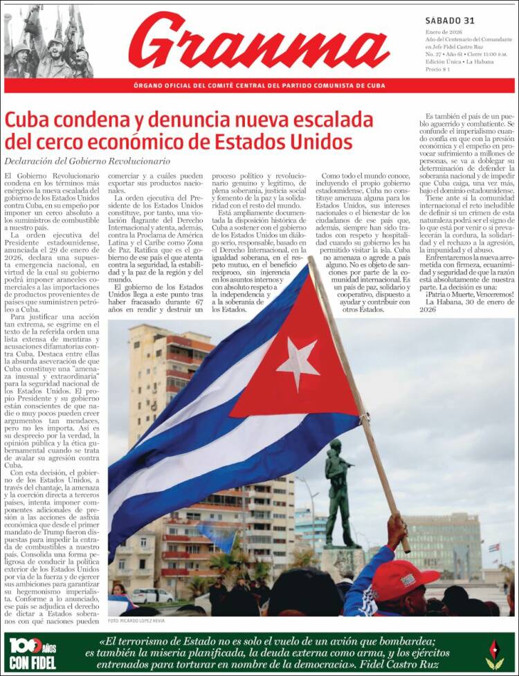 Portada de Granma (Cuba)