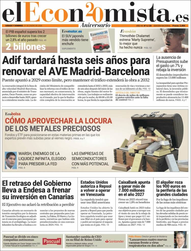 Portada de El Economista (Espa&ntilde;a)