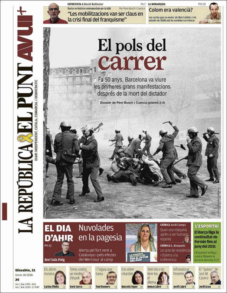 Portada de El Punt Avui (Espa&ntilde;a)