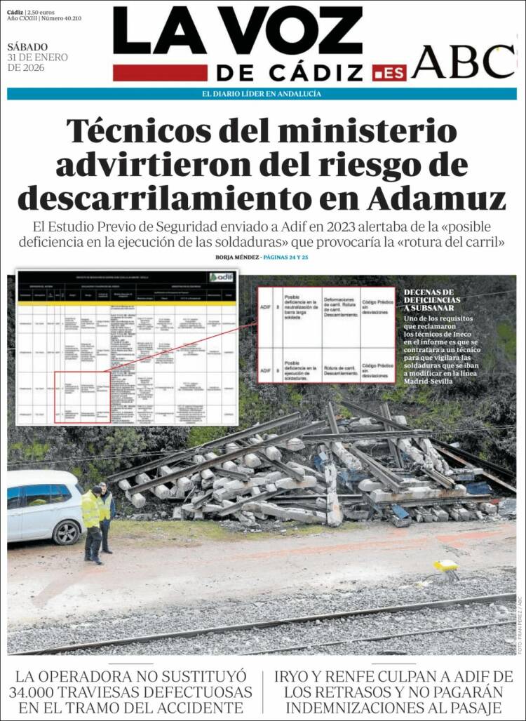Portada de La Voz de Cádiz (Espa&ntilde;a)