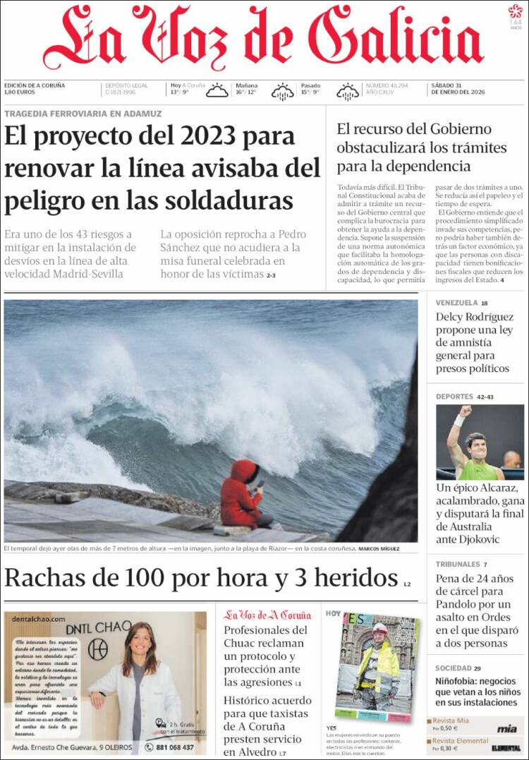Portada de La Voz de Galicia (Espa&ntilde;a)