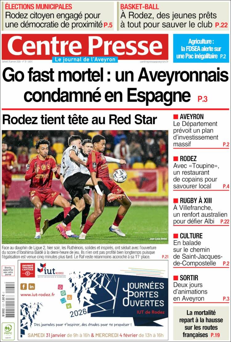 Portada de Centre Presse (Francia)