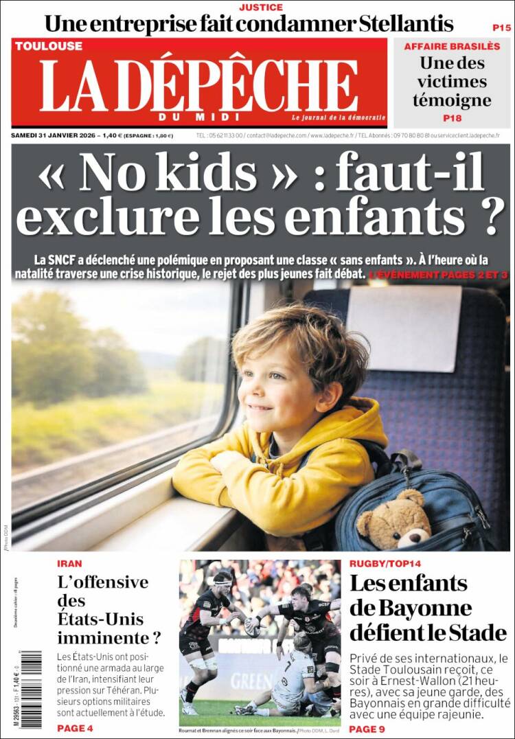 Portada de La Dépêche du Midi (Francia)
