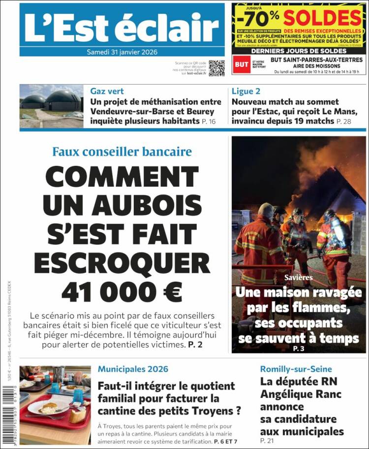 Portada de L'Est Eclair (Francia)
