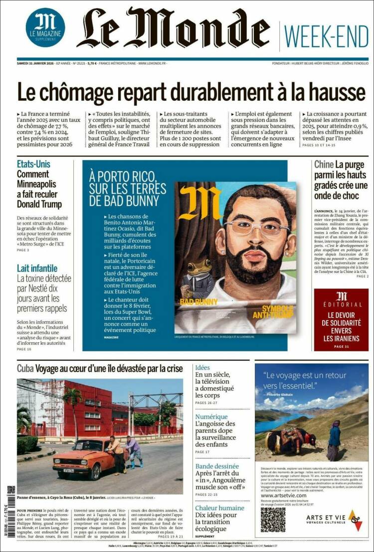 Portada de Le Monde (Francia)