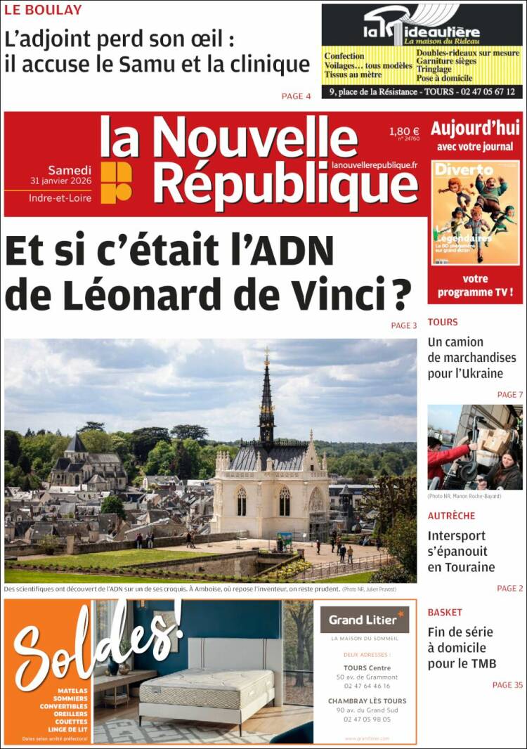 Portada de La Nouvelle Republique (Francia)