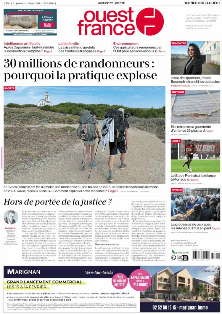 Portada de Ouest France (Francia)