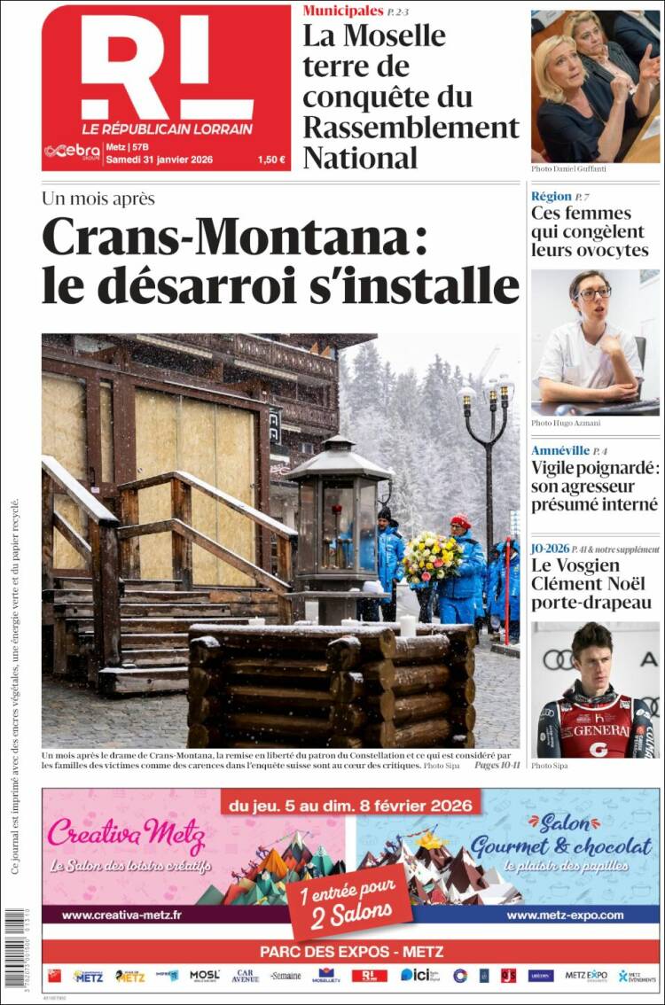 Portada de Le Republicain Lorrain (Francia)