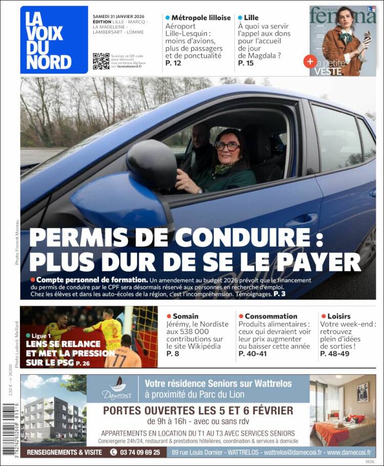 Portada de La Voix du Nord (Francia)