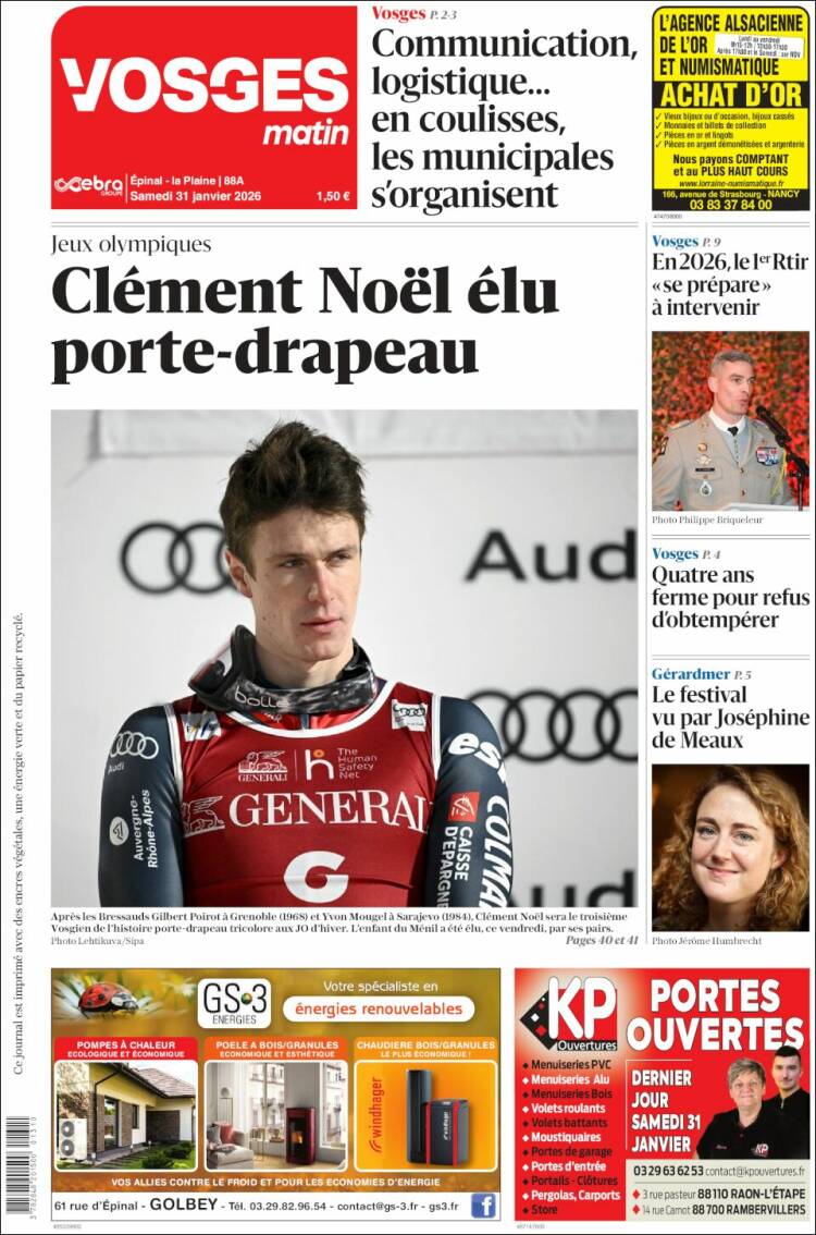 Portada de Vosges Matin (Francia)