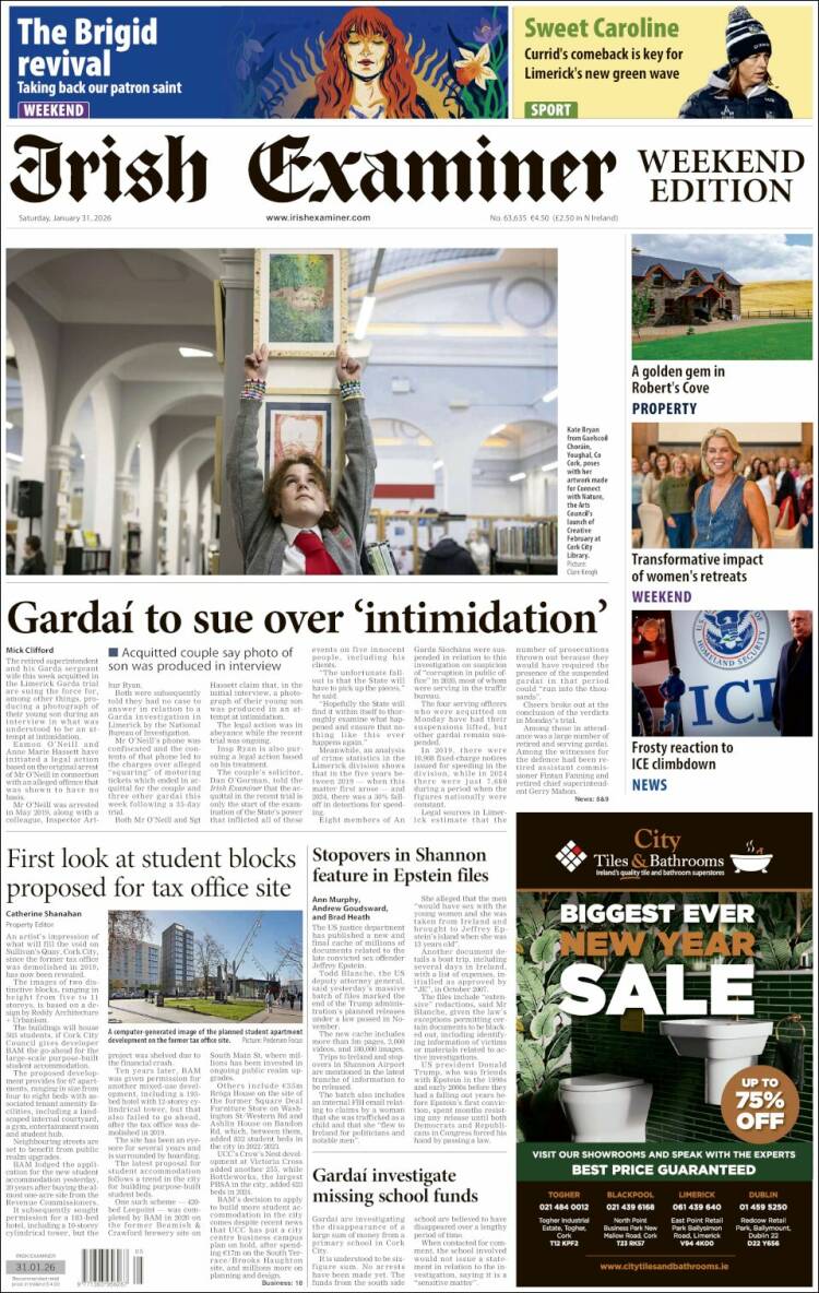 Portada de Irish Examiner (Irlanda)