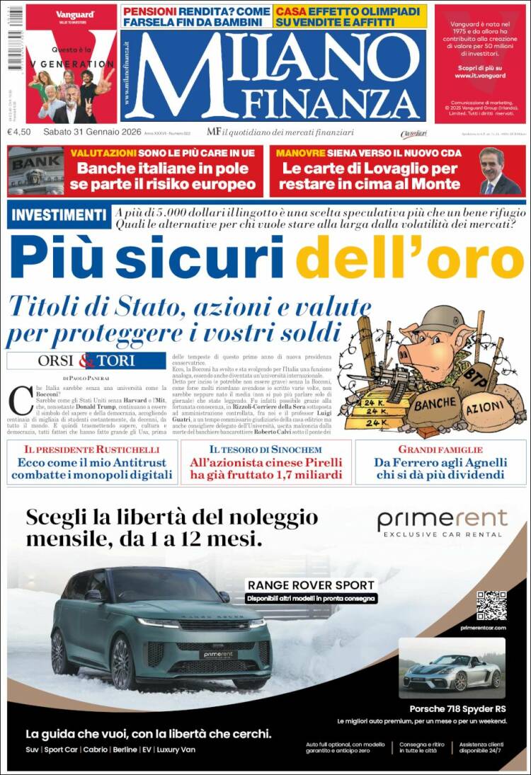 Portada de Milano Finanza (Italia)