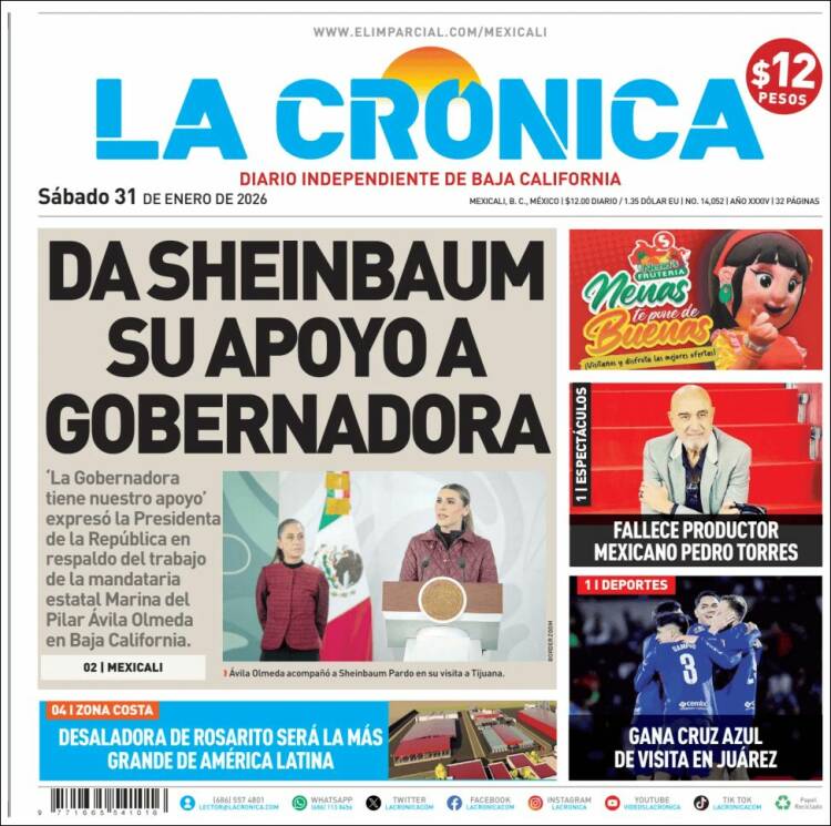 Portada de La Crónica de Baja California (M&eacute;xico)