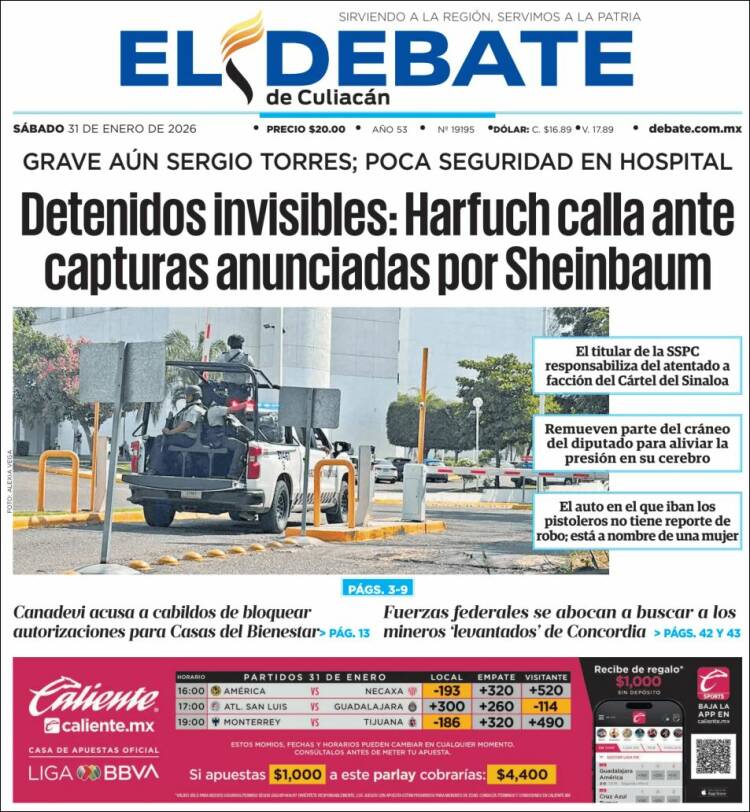 Portada de El Debate de Culiacán (M&eacute;xico)