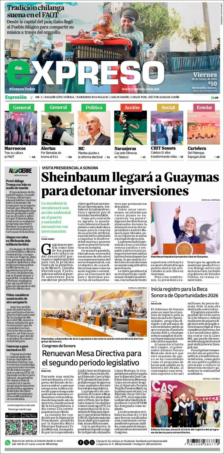 Portada de Expreso (M&eacute;xico)