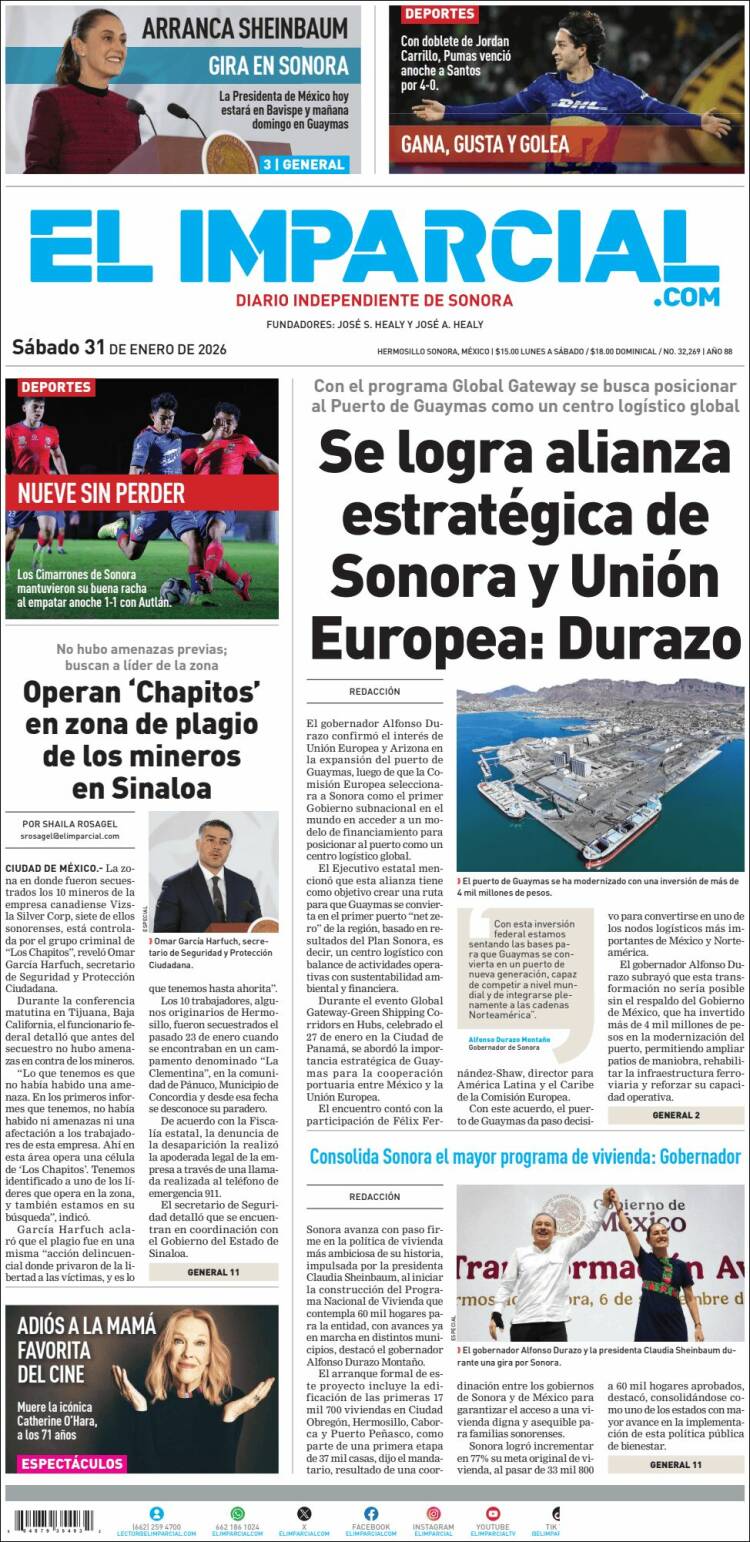 Portada de El Imparcial (M&eacute;xico)