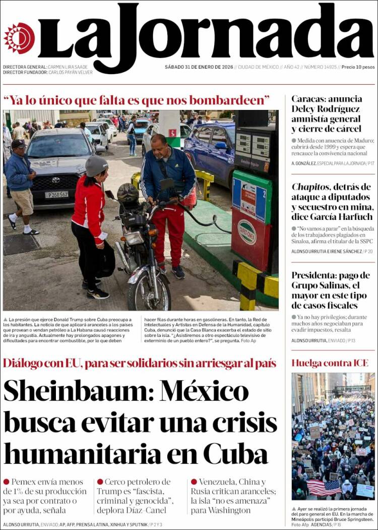 Portada de La Jornada (M&eacute;xico)