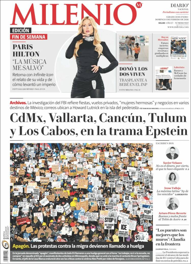 Portada de Milenio (M&eacute;xico)