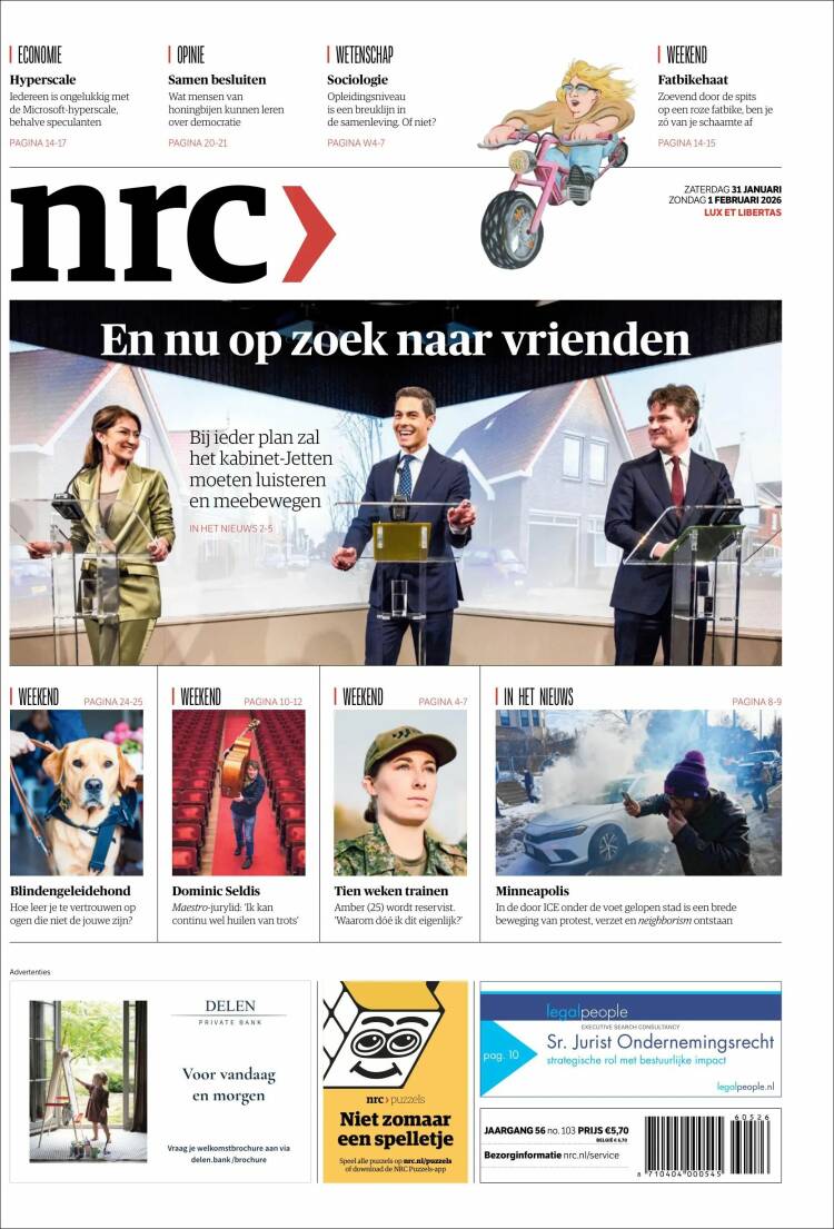 Portada de NRC Handelsblad (Pa&iacute;ses Bajos)