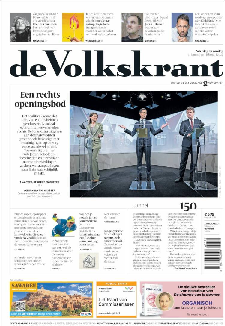 Portada de De Volkskrant (Pa&iacute;ses Bajos)