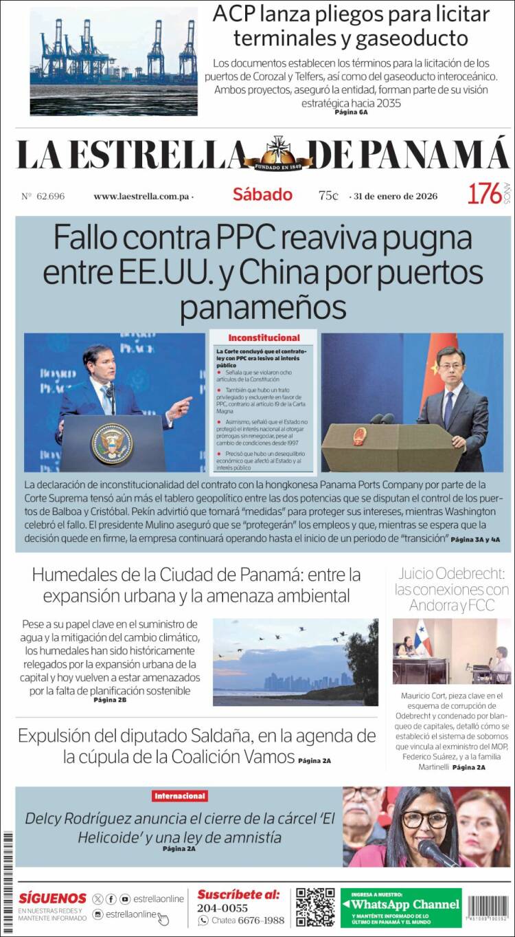 Portada de La Estrella de Panamá (Panam&aacute;)