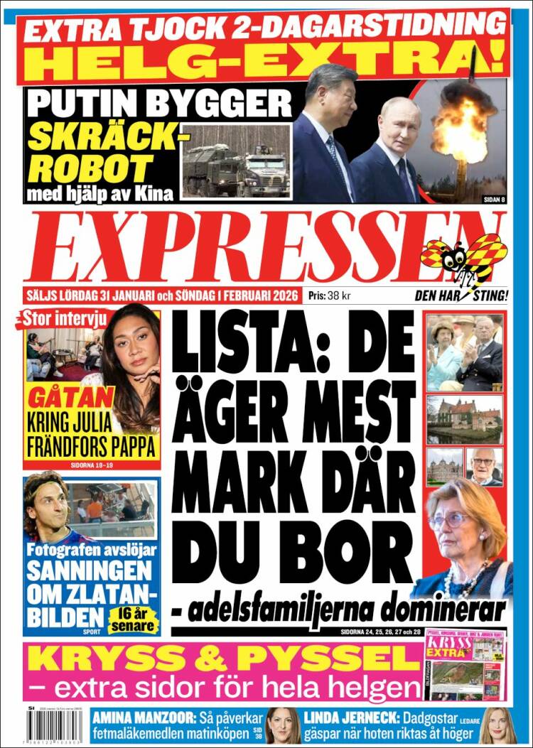 Portada de Expressen (Suecia)