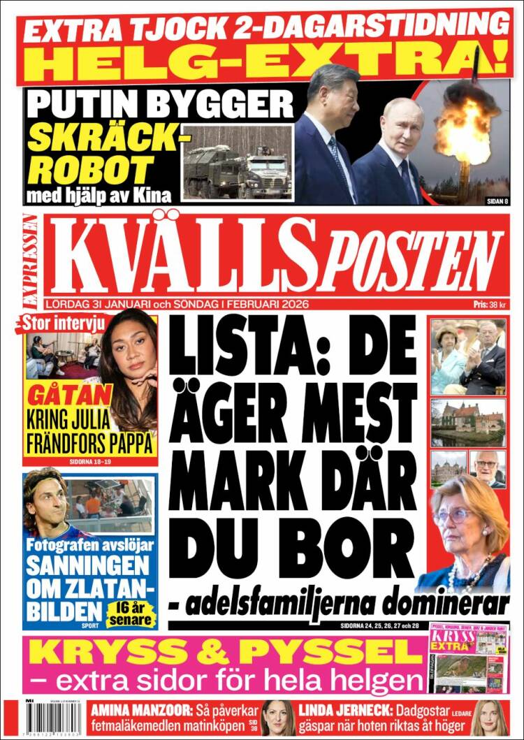 Portada de Kvällsposten (Suecia)