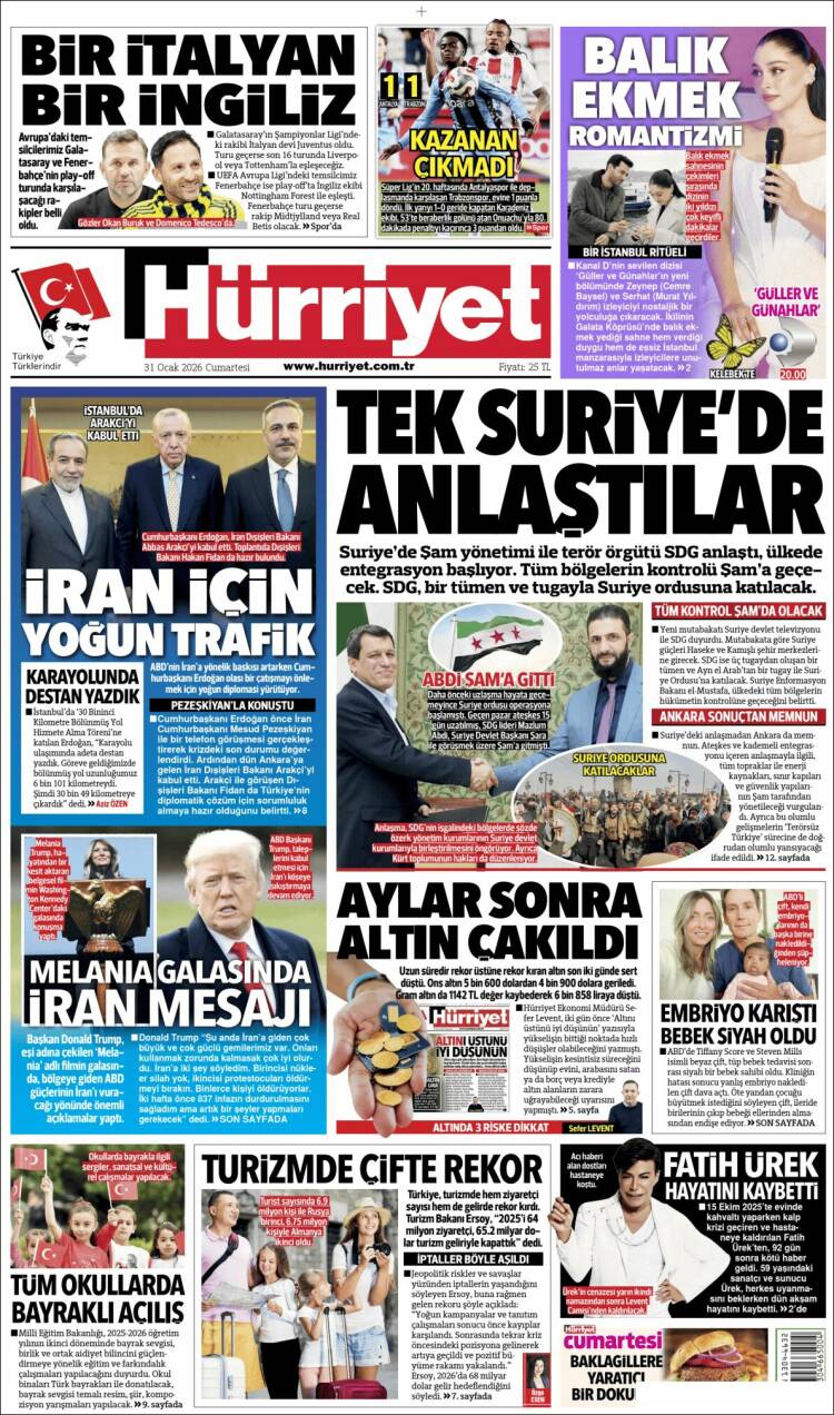 Portada de Hürriyet (Turqu&iacute;a)