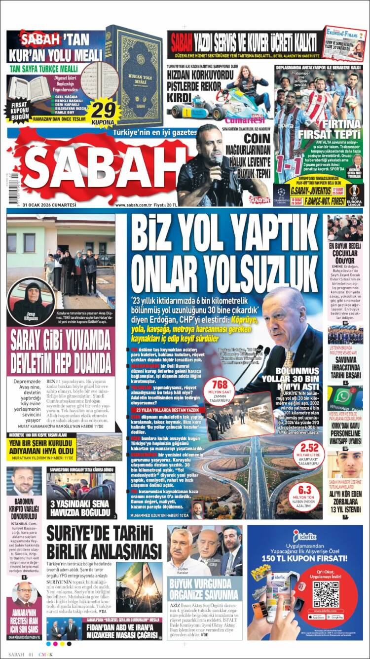 Portada de Sabah (Turqu&iacute;a)
