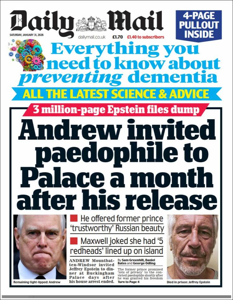 Portada de Daily Mail (Reino Unido)