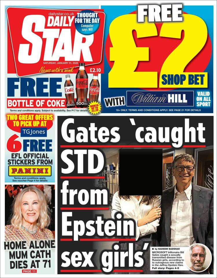 Portada de Daily Star (Reino Unido)