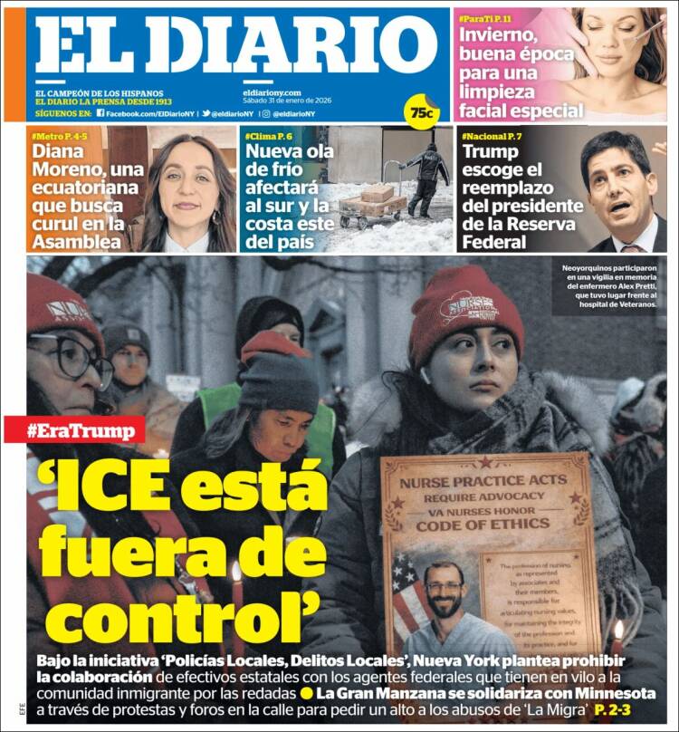 Portada de El Diario NY (USA)