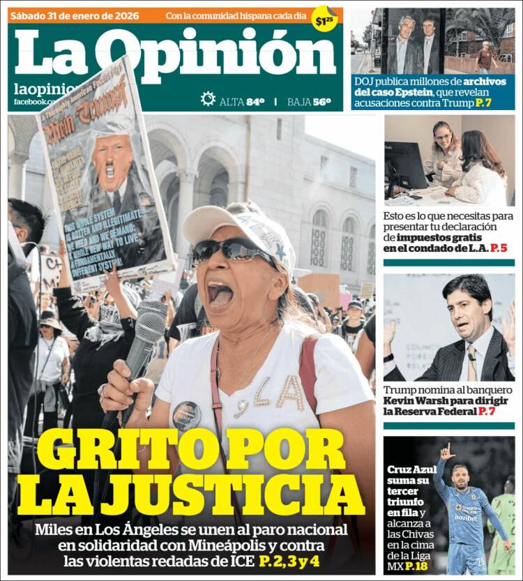 Portada de La Opinión (USA)