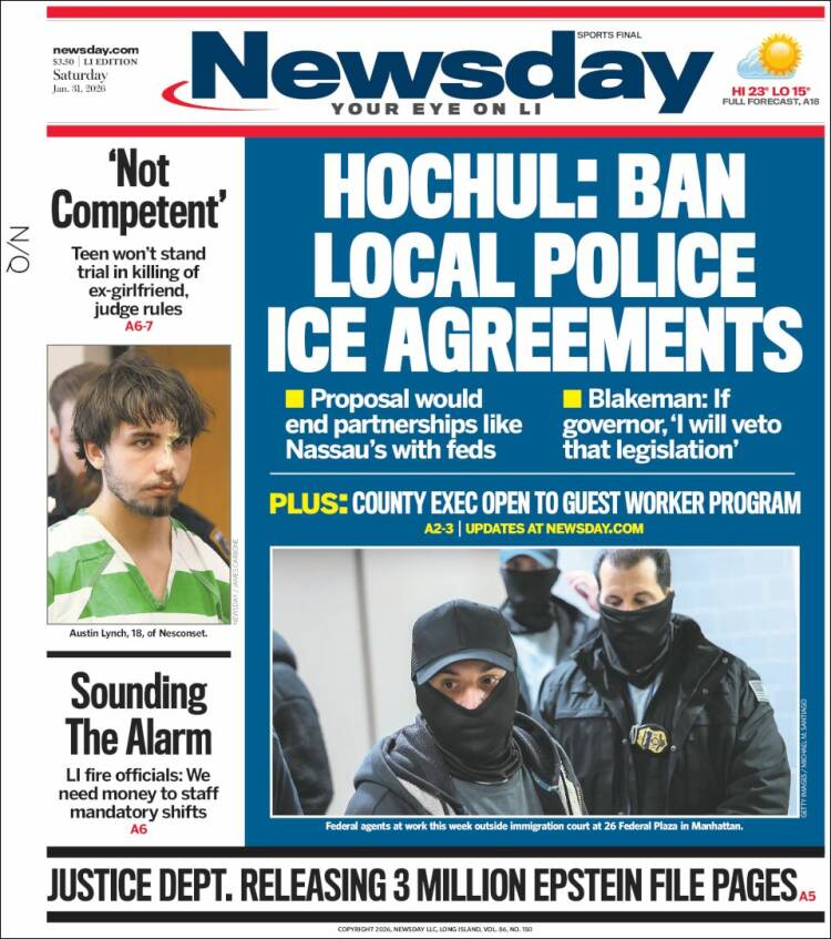 Portada de Newsday (USA)
