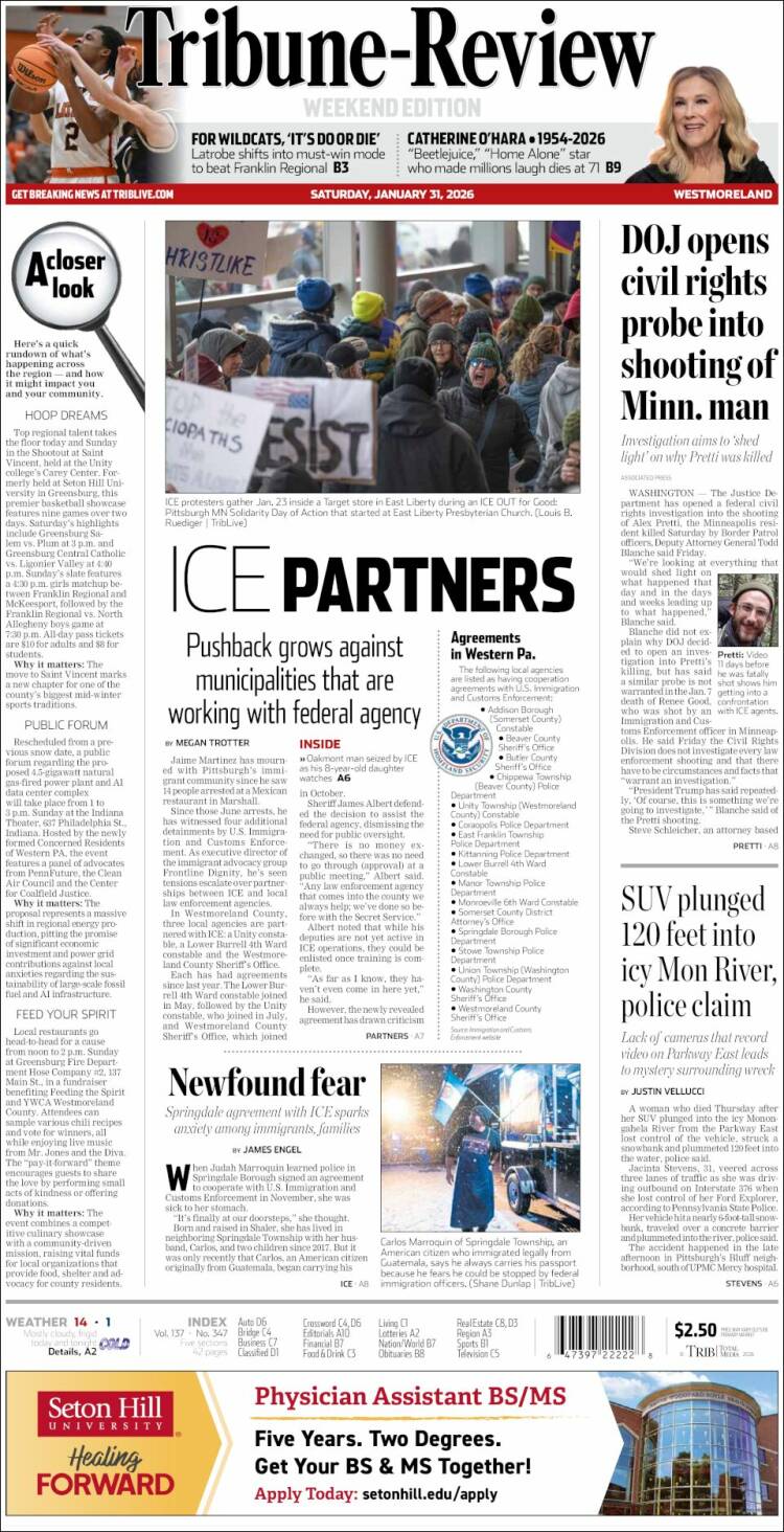 Portada de Tribune-Review (USA)