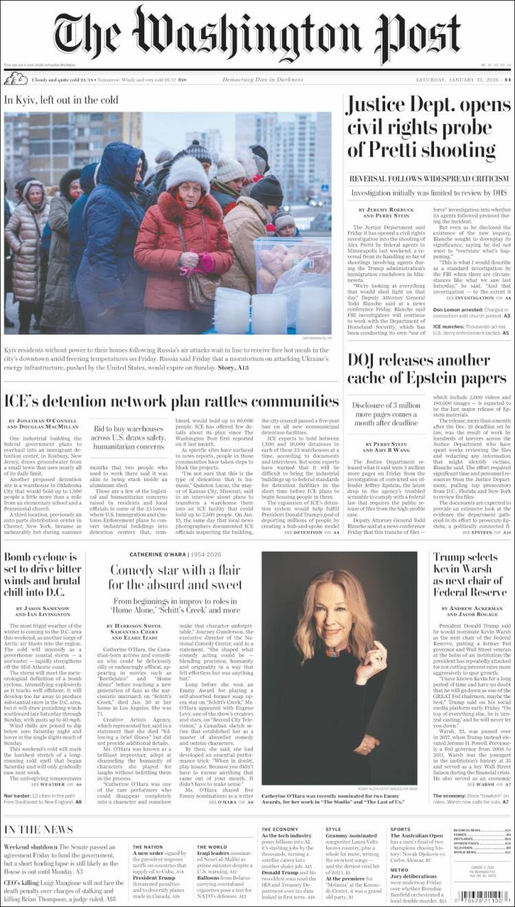 Portada de The Washington Post (USA)