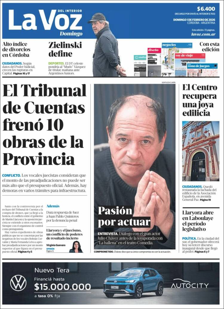 Portada de La Voz del Interior (Argentina)